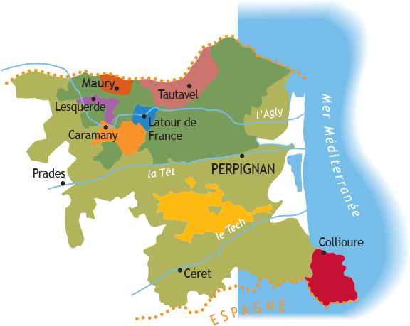 aop cotes du roussillon carte